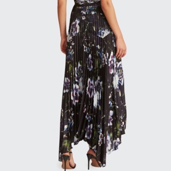 Theia Trinity Floral Pleated Halter Dress - Picture 6 of 13